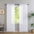 MYSTIC-HOME White Sheer Curtains 96 Inch Length, Elegant Sheer