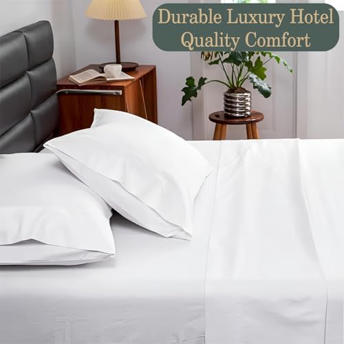 SKY BEDDINGS Split King Sheets Set, 100% Egyptian Cotton Sateen, White