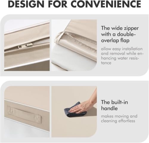 MIULEE Beige Outdoor Seat Cushion 24x24 Inch Waterproof Cushion