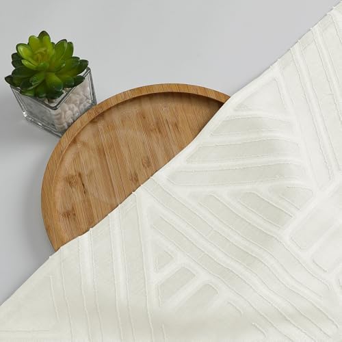 Simplebrand Semi Sheer Ivory Curtains 96 Inches Long 2 Panels, Light