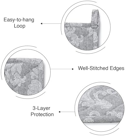Encasa XO Pot Holders, Quilted Kitchen Hot Pads 8"x8" Grey