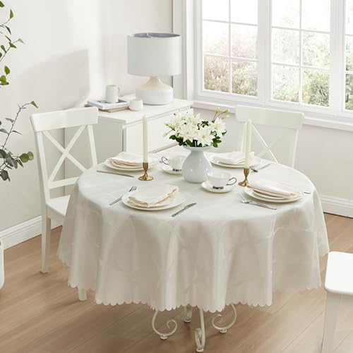 Newbridge Holiday Ribbons Bows Ivory 90" Round Tablecloth