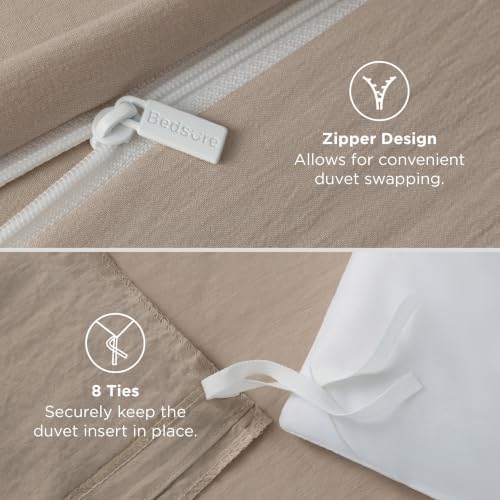 Bedsure Prewashed Twin Duvet Cover, Cotton-Like Bedding Set, Light