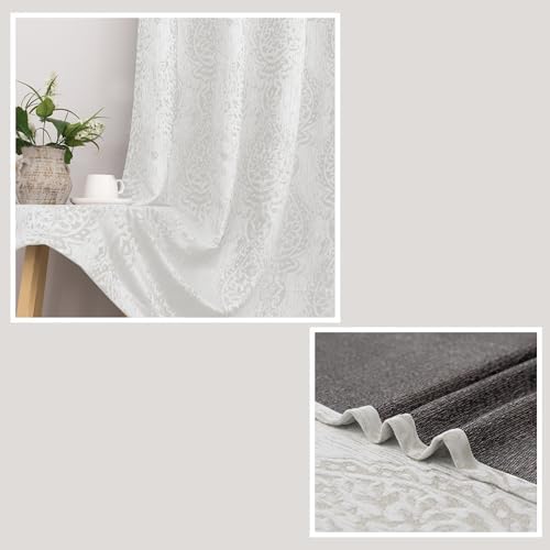 Off White Curtains 84 Inches Long for Bedroom Grommet Tone on Tone