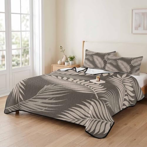 Rustic Palm Leaves King Size Down Alternative Comforter,Lightweight