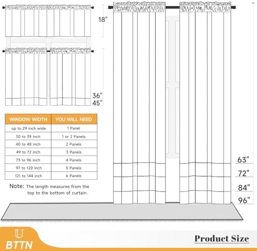 BTTN 52x72 Boho Striped Linen 2 Panel Window Curtain Drapes