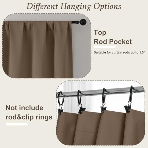 Gwine Brown Blackout Curtains 72 Inches Long 2 Panels for Living Room