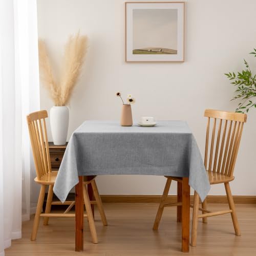 Hiasan Faux Linen Square Tablecloth 70 x 70 Inch for Dining Room, Grey