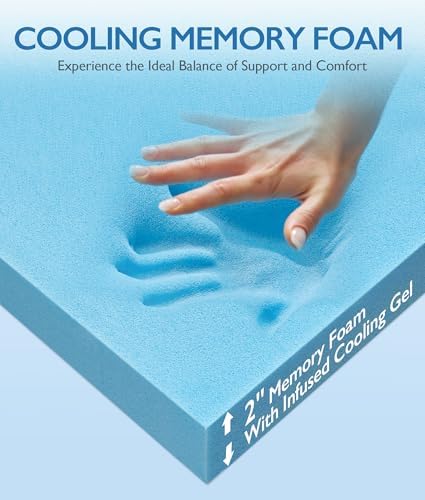 SINWEEK Cooling Memory Foam Mattress Topper for Pressure Relief, Bed