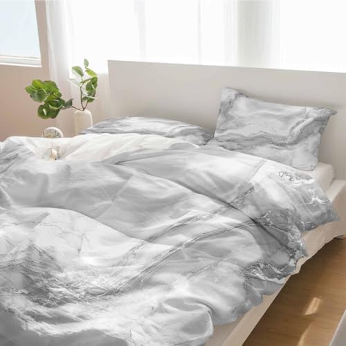 Duvet Cover Set Queen, Abstract Marble Texture 3 Piece Bedding Set
