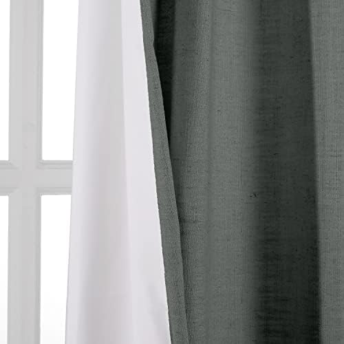 ChadMade 120 Inches Long Linen Curtains, 2 Panels 52Wx120L Carbon