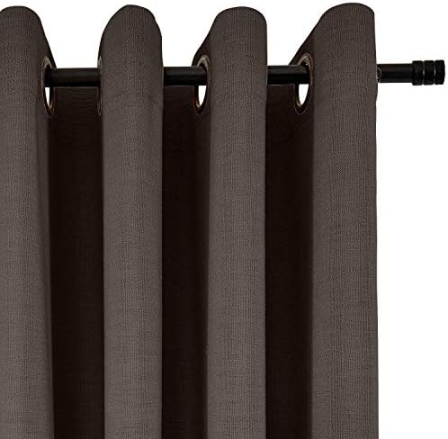 TWOPAGES Linen Grommet Curtain Drapes for Living Room,Brown,50Wx96L