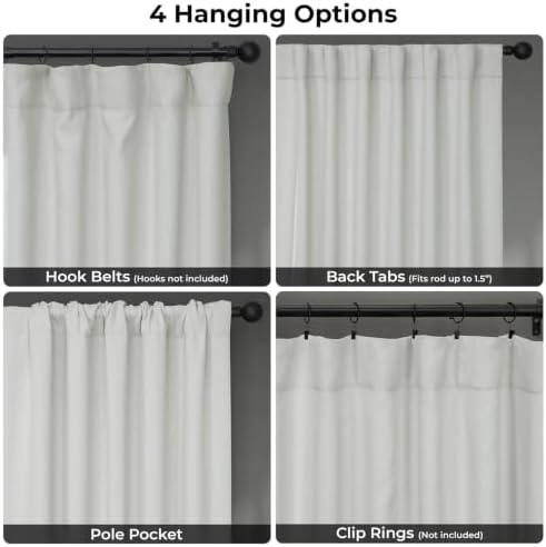 Faux Linen Curtains for Living Room (1 Panel) - 50W X 108L, Oyster