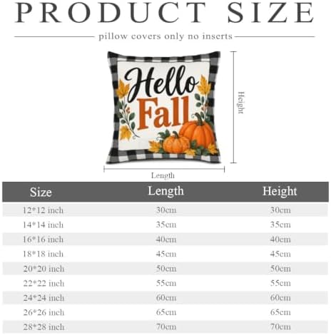 Leaves Plaid House Pillow Covers 22x22 Inch Set of 2 Linen for Fall