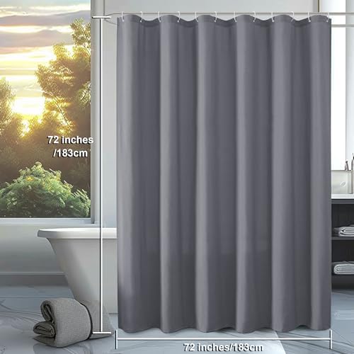 OVZME Zora Grey Shower Curtain for Bathroom, Fabric Shower Curtain