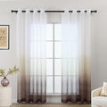 L.Z.E White Taupe Ombre Sheer Curtains 84 Inches Long, Transparent