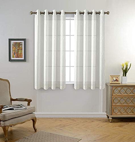 MIUCO Moroccan Embroidery Semi Sheer Curtains Faux Linen Grommet
