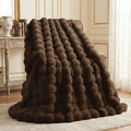 L'AGRATY Faux Rabbit Fur Throw Blanket for Couch, 60'' x 80'', Cocoa