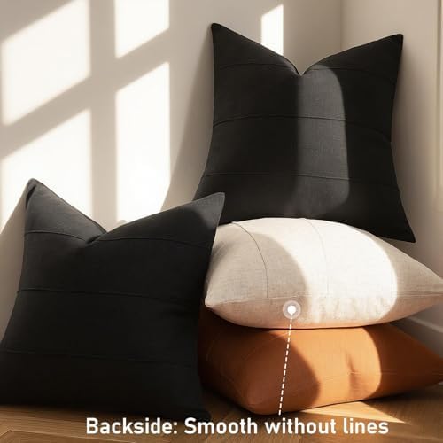 ZWJD Decorative Linen Throw Pillow Covers 22x22 Set of 2 Solid