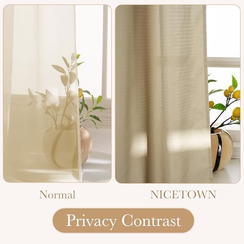 NICETOWN Semi Sheer Curtains 84 Inch Length 2 Panels for Living Room