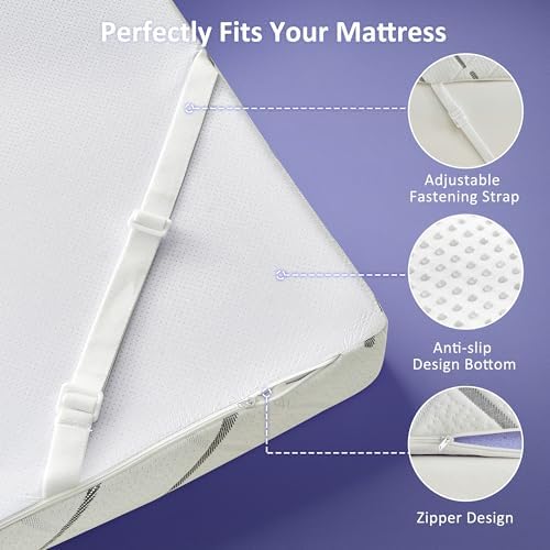 3 Inch Gel Memory Foam Mattress Topper Queen Size with Removable &
