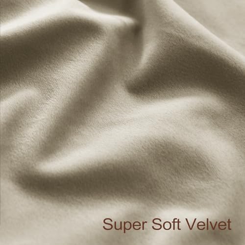 Fcosie Simply Taupe Back Tab Velvet Curtains 96 inches Long | Rod
