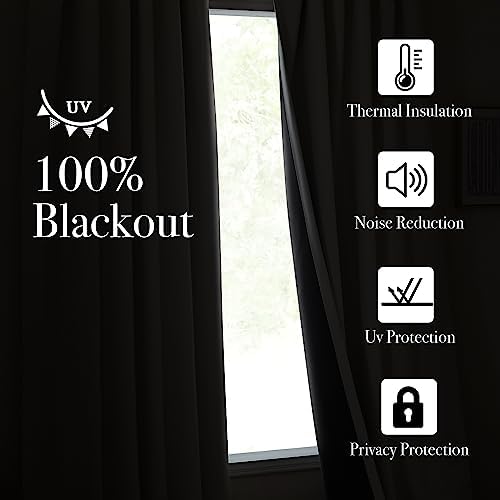 NICETOWN Natural Faux Linen 100% Blackout Curtain Single Panel