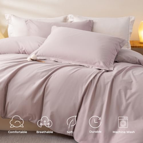 OAITE Duvet Cover Set 100% Washed Cotton Solid 3pcs
