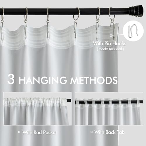 MIULEE Greyish White Back Tab Blackout Curtains 52x63 Inches Long 2