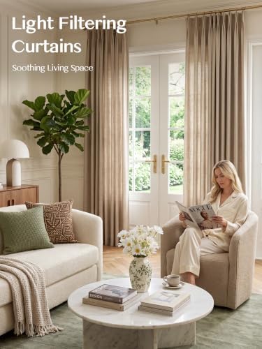 Liz Pinch Pleated Linen Curtains Light Filtering Curtains for Living