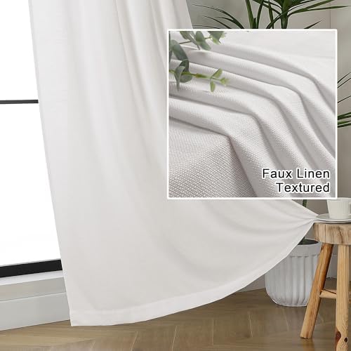Lecloud Bessie Ivory Curtains 72 Inches Long 2 Pcs, Dual Rod Pocket