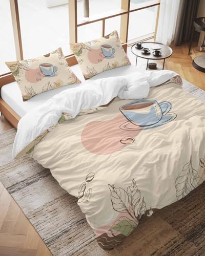 LooPoP Duvet Cover Set Queen SizeBoho Coffee Comforter Sets 3 Pieces
