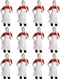 12 Pcs Bib Bulk White Aprons for Women Men Adult Girls Unisex with 2