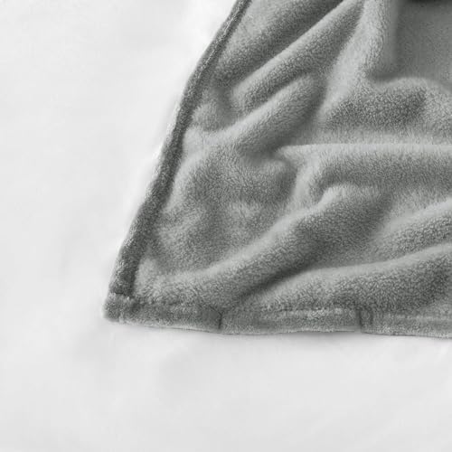 Fleece Throw Blanket Couch Travel 50x60 Silver Grey