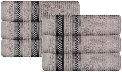 Impressions Brea Zero Twist Cotton Ribbed Geometric Border Towels