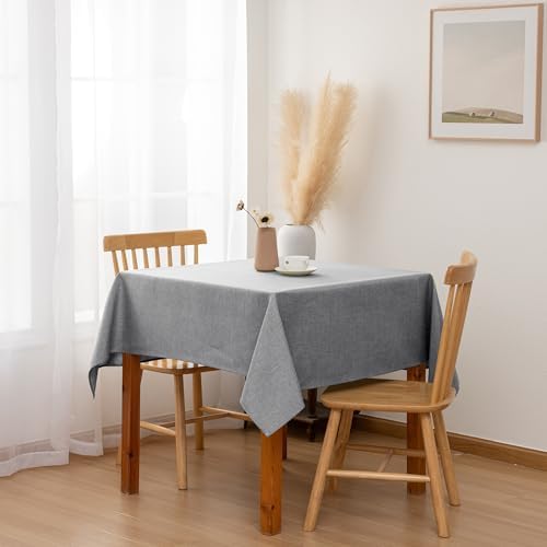 Hiasan Faux Linen Square Tablecloth 70 x 70 Inch for Dining Room, Grey