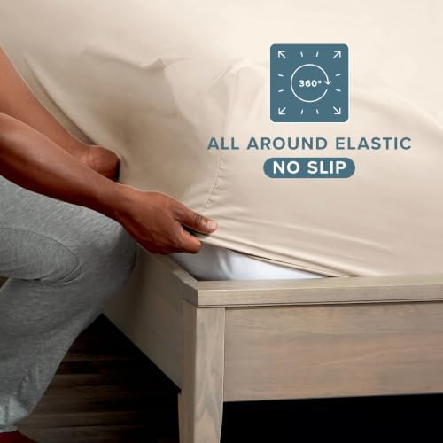 Bare Home 2-Pack Fitted Sheet 1800 Ultra-Soft (Twin XL, Sand)