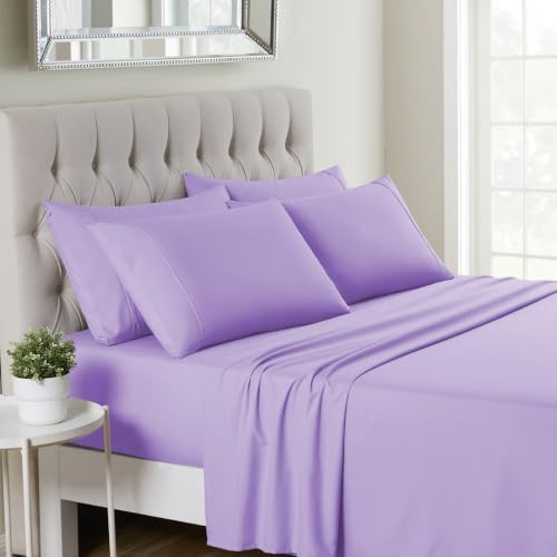 1500TC Soft Solid Microfiber Bed Sheet Set 6 Pcs - Lavender Purple