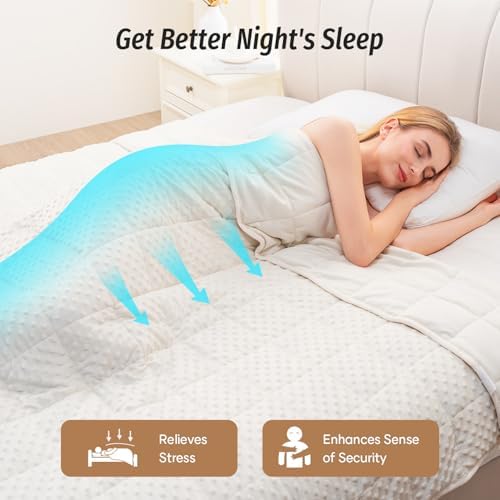 Wemore Weighted Blanket for Adults 15 lbs Queen Size 60"x80" White