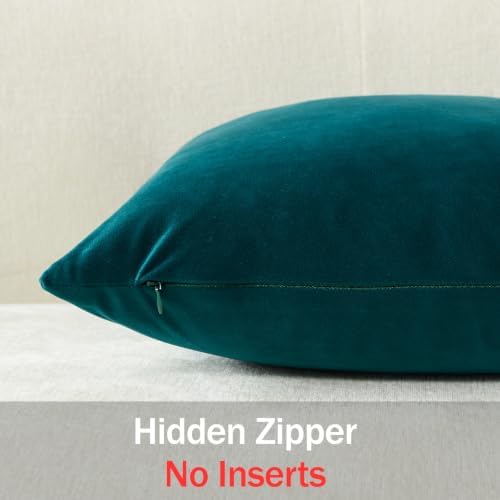 DEZENE Throw Pillow Covers 22x22 Teal: Pack of 2 Cozy Soft Velvet