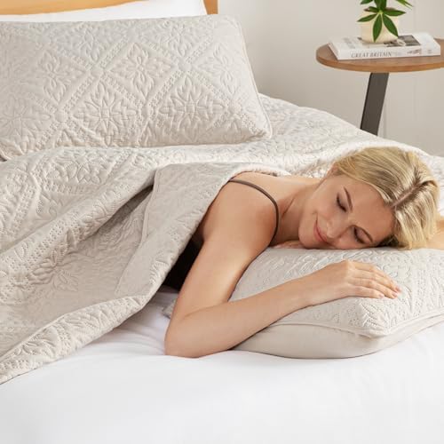 Exclusivo Mezcla King Quilt Set, Beige Cream