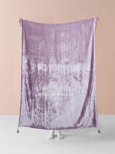 Treen Art Taupe 50" x 60" Rayon Velvet Throw Blanket for Couch Sofa &