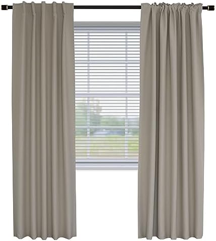 Fcosie Blackout Curtains 72 inches Long 2-in-1 Hanging Style Curtain