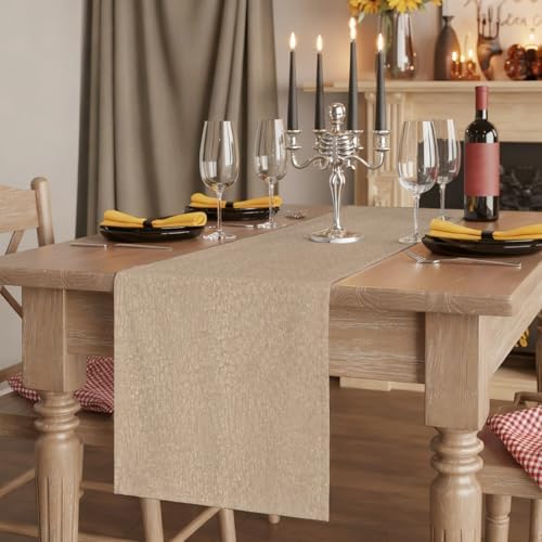 Beige Table Runner Country Vintage Farmhouse Minimalist Classic Solid
