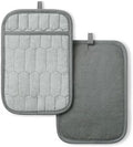 MARTHA STEWART Honeycomb Quilted Chambray Pot Holder 2-Pack Set, 100%
