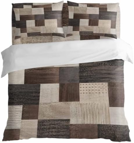 Brown Abstract Art Duvet Cover Queen Size Bedding Set 4 Pieces, 1