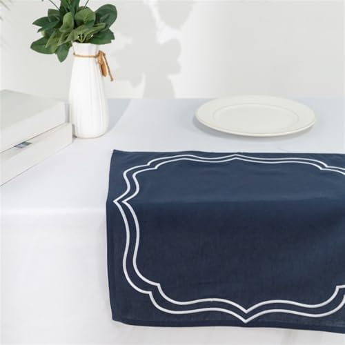 Lifup Cotton Linen Placemats Set of 8, Flower Embroidery Heat