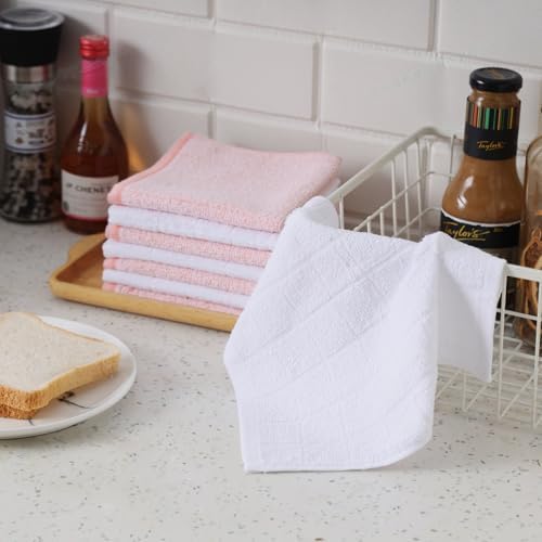 Oeleky Pack of 50 White Kitchen Dish Cloths, Cotton Shop Rags, 11x11
