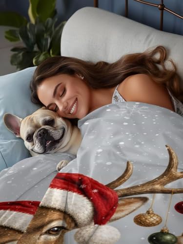 Cal King Size Flat Sheet Only, Christmas Poinsettia Pinecone Bed Top