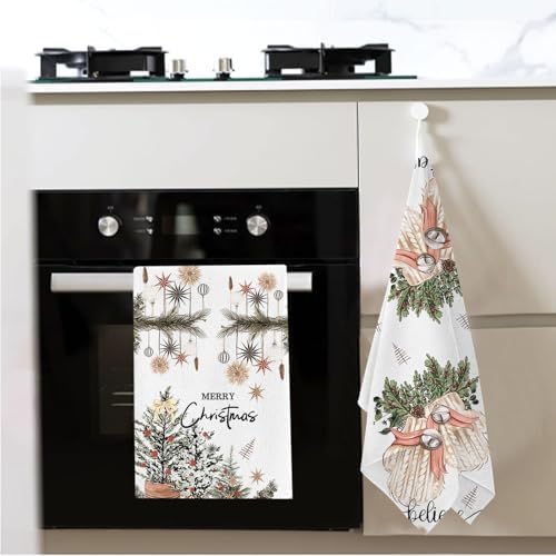 Gloves Ball Believe Merry Christmas Kitchen Towels Dish Towels Set of